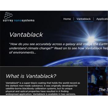 “Epic” new Vantablack site goes live